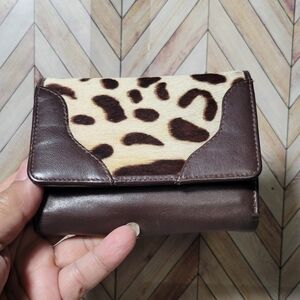 Michael Rome Italian Leather/Hide Trifold Wallet w/Zip Change HTF